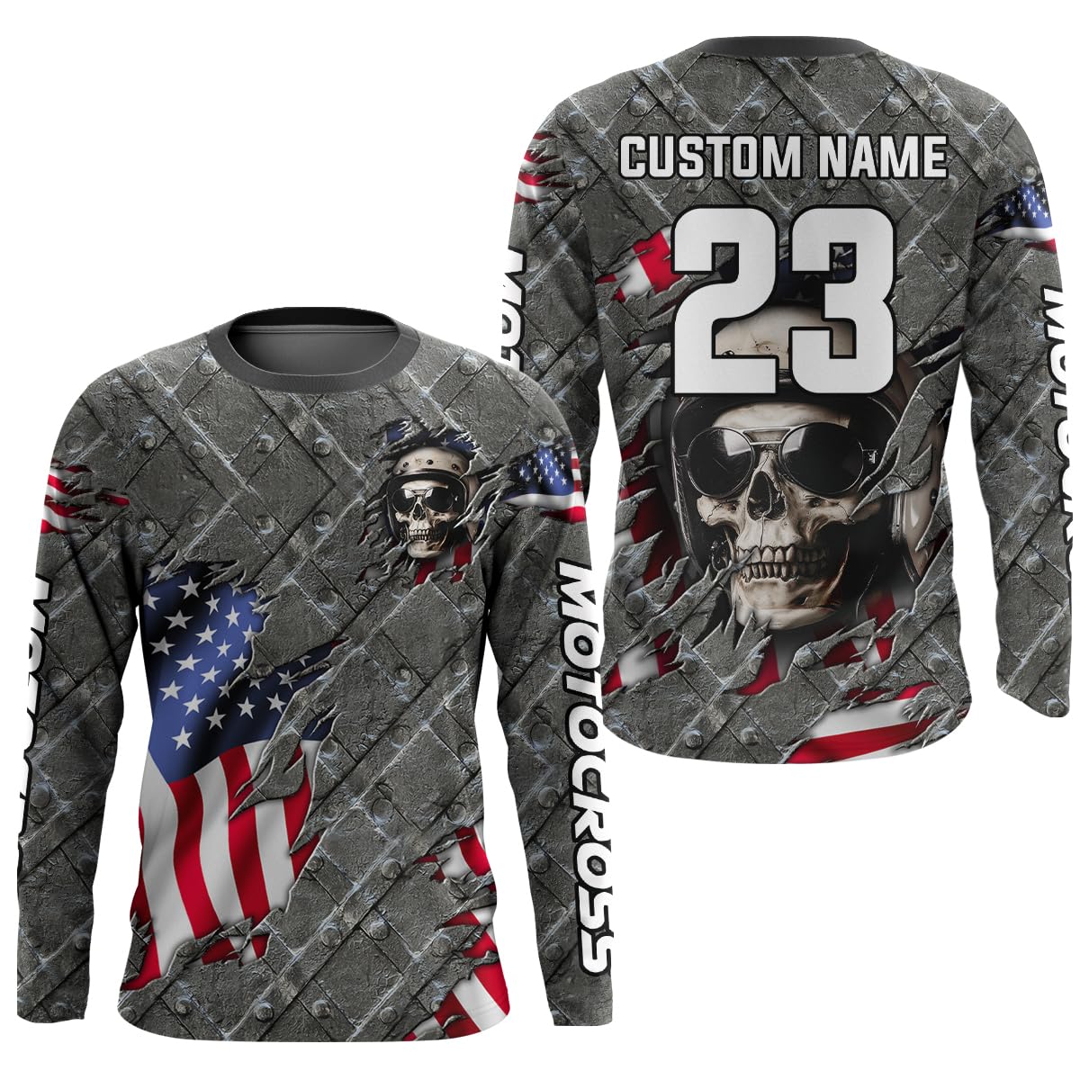 American Flag Motocross Kid Men Women Jersey UPF30+ Patriotic Dirt Bike Shirt Off-Road Racing Shirt Motorcycle Jersey| XM103 (04)