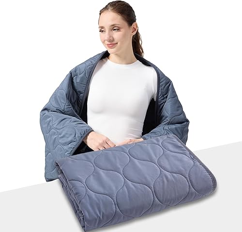 SHINEDOOR Wearable Luxe Quilted Blanket Soft Touch Fabric with Button Closure Di
