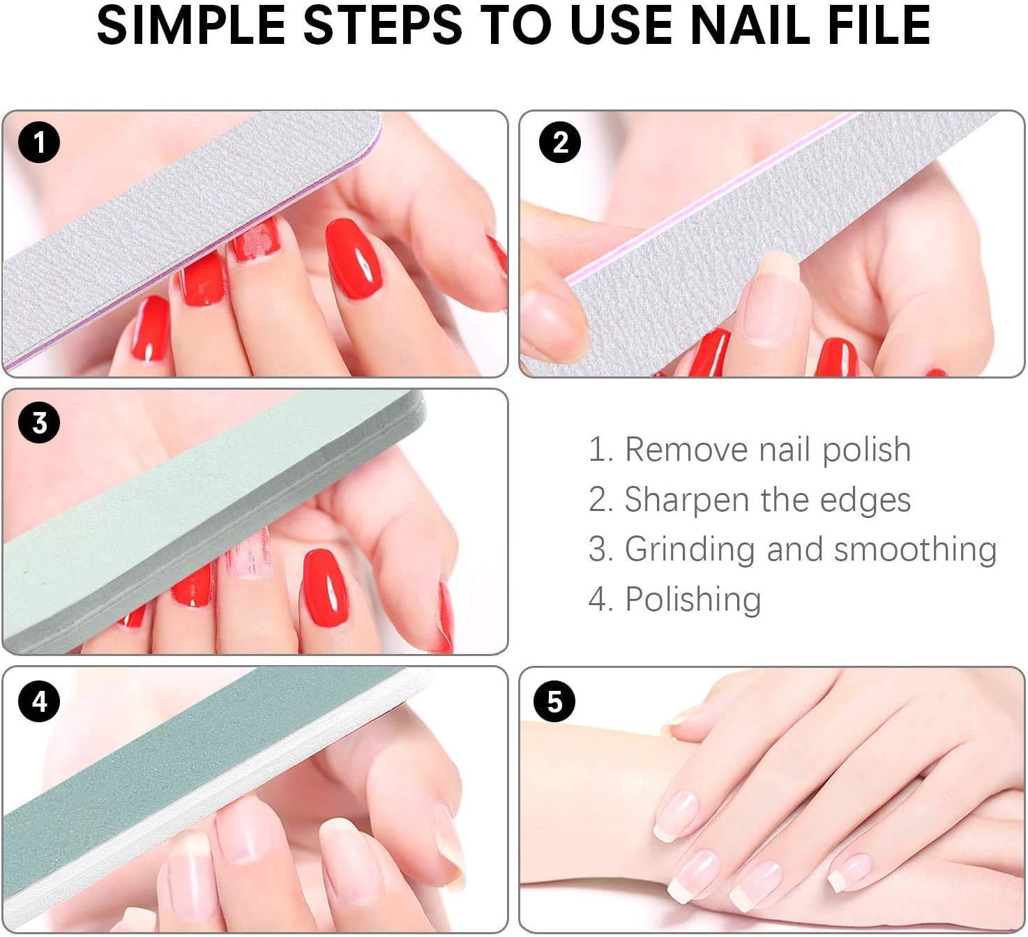 Nail file and buffer set, 6 Pcs Professional Nail Files and 3 Pcs