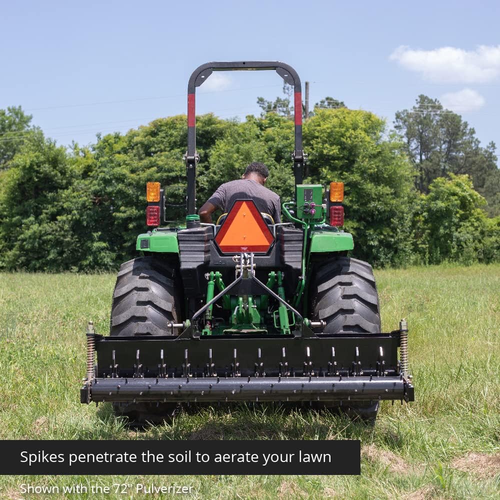 Titan Attachments 60in Soil Yard Pulverizer, Spiked Drum, Category 1 and 2, 3 Point, Quick Hitch Compatible : Patio, Lawn & Garden