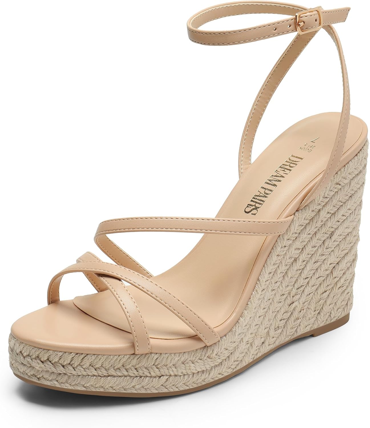 DREAM PAIRS Strappy Espadrille Platform Wedge Sandals for Women Dressy Summer, Comfortable Open Toe Sandals with Cushioned Insole and Ankle Strap Buckle