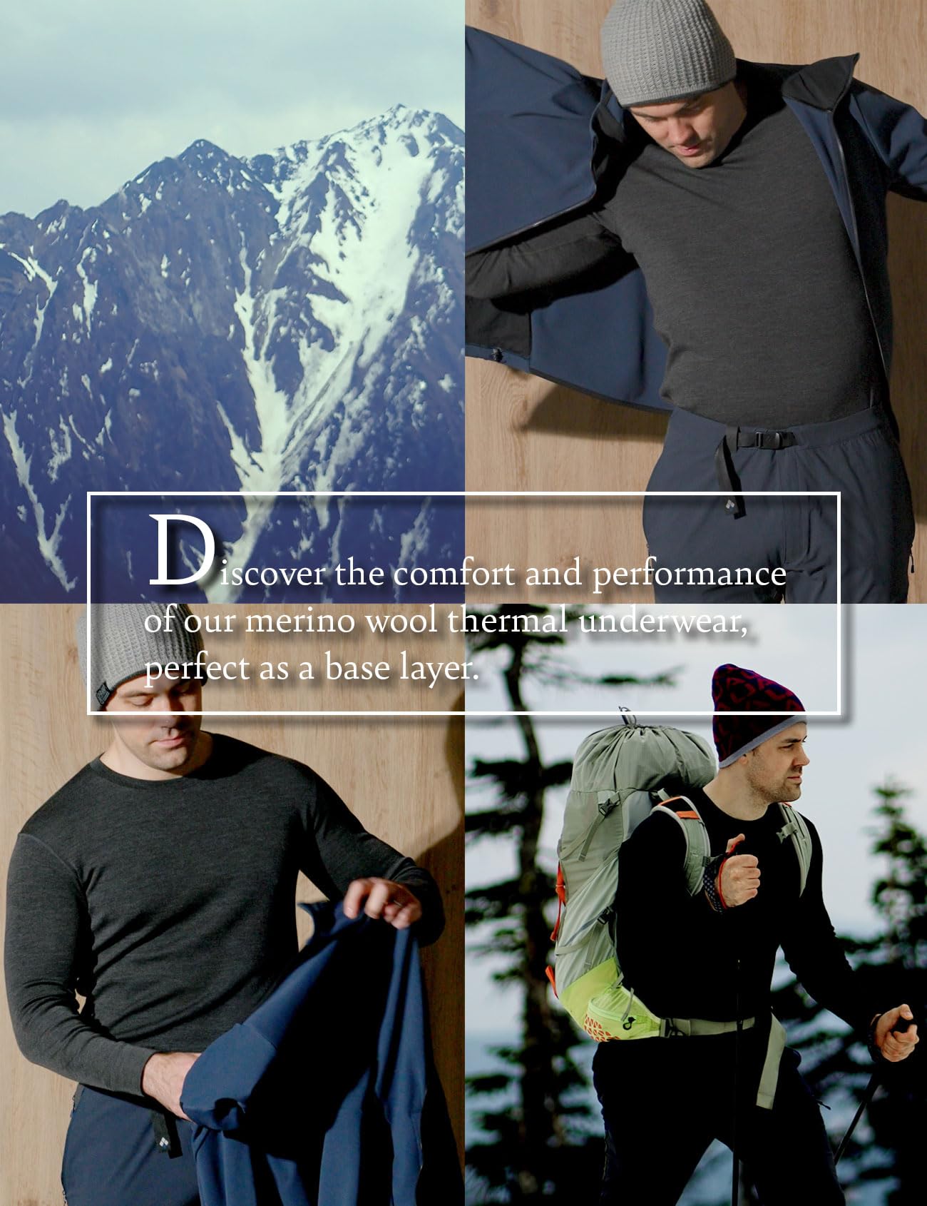 LAPASA 100% Lana Merino Completo Termico Uomo Peso Outdoor Hiking M31/M126 - Abbigliamento Intimo Caldo Pantaloni e Canotta Intimo Trekking Alpinismo Outdoor Calcio Running