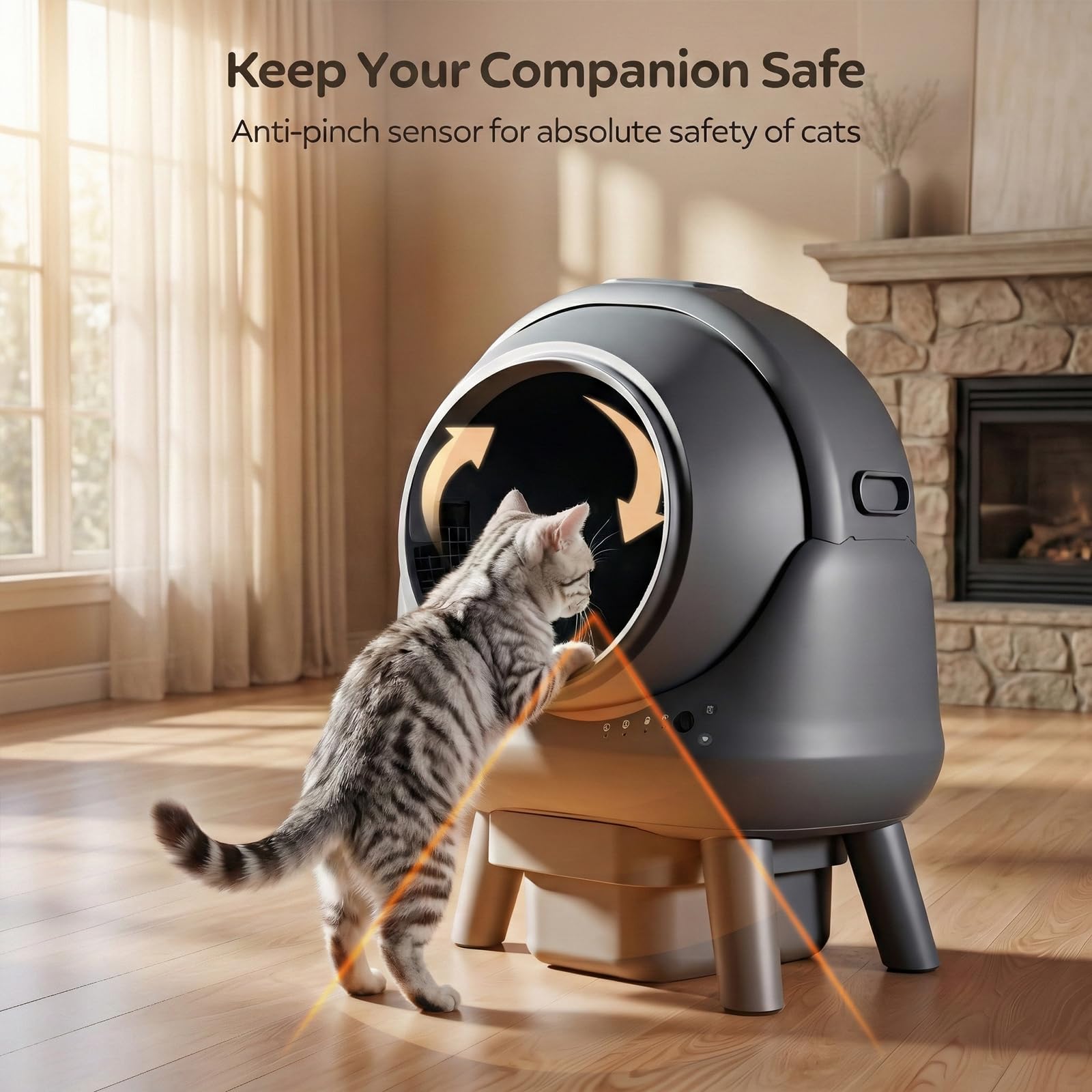 Self Cleaning Litter Box for Multiple Cats, Automatic Cat Litter Box with APP Control, Advanced Safety Sensors & Odor Control, Quiet Operation, Red Beo3 - image 7