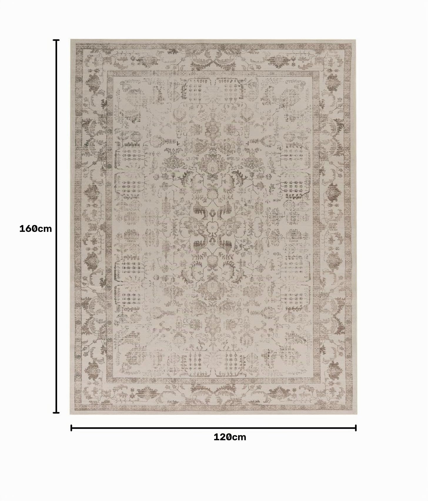 TT Home Tapis Boho Vintage Salon Poil Court Design Retro Antiderapant Facile Entretien Moderne Salle A Manger Entree Lavable, Couleur:Beige 4, Dimension:120x160 cm