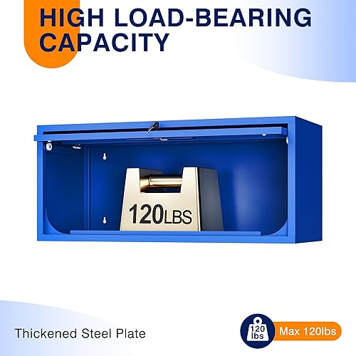 Vista 50 de Yizosh Armario de garaje de metal con puertas, armario de almacenamiento montado en la pared, gabinete de herramientas flotante para sótano, cocina