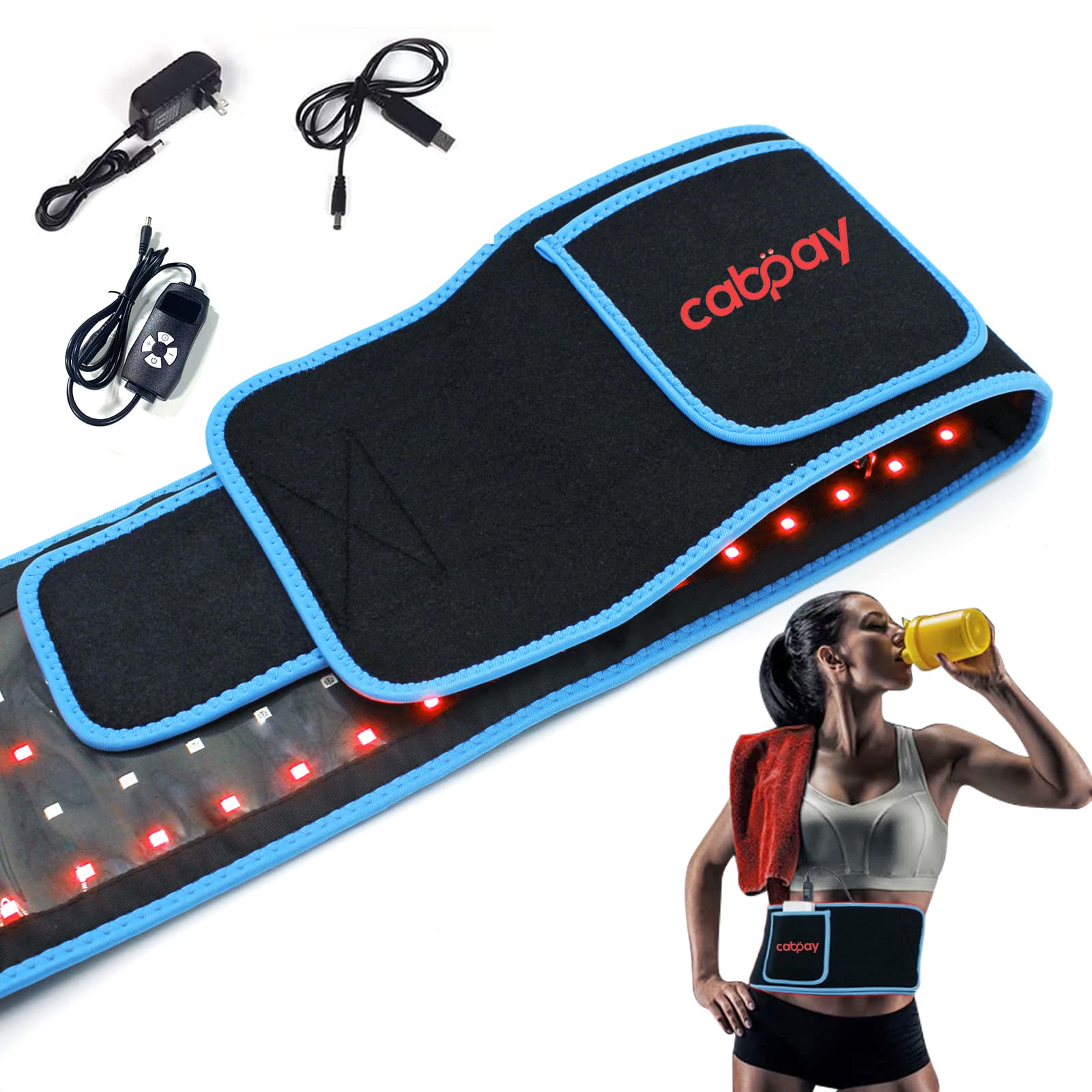 cabpayRed Light Therapy Belt Device for Body Red 660nm &850nm Near Infrared Light Therapy Wrap 105pcs LEDs Light Mat with Flexible Wearable for Fat Loss and Pain Relief (Blue)