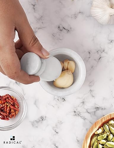 Miniatura 6 de Radicaln Juego de mortero de mármol y mortero blanco de 2.5 pulgadas, molinillo de mano hecho a mano para cocina, juego de mortero pequeño ideal