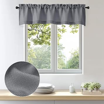 OWENIE Bob 1 PCS Dark Grey Valances for Bedroom Living Room 60Wx14L Inch