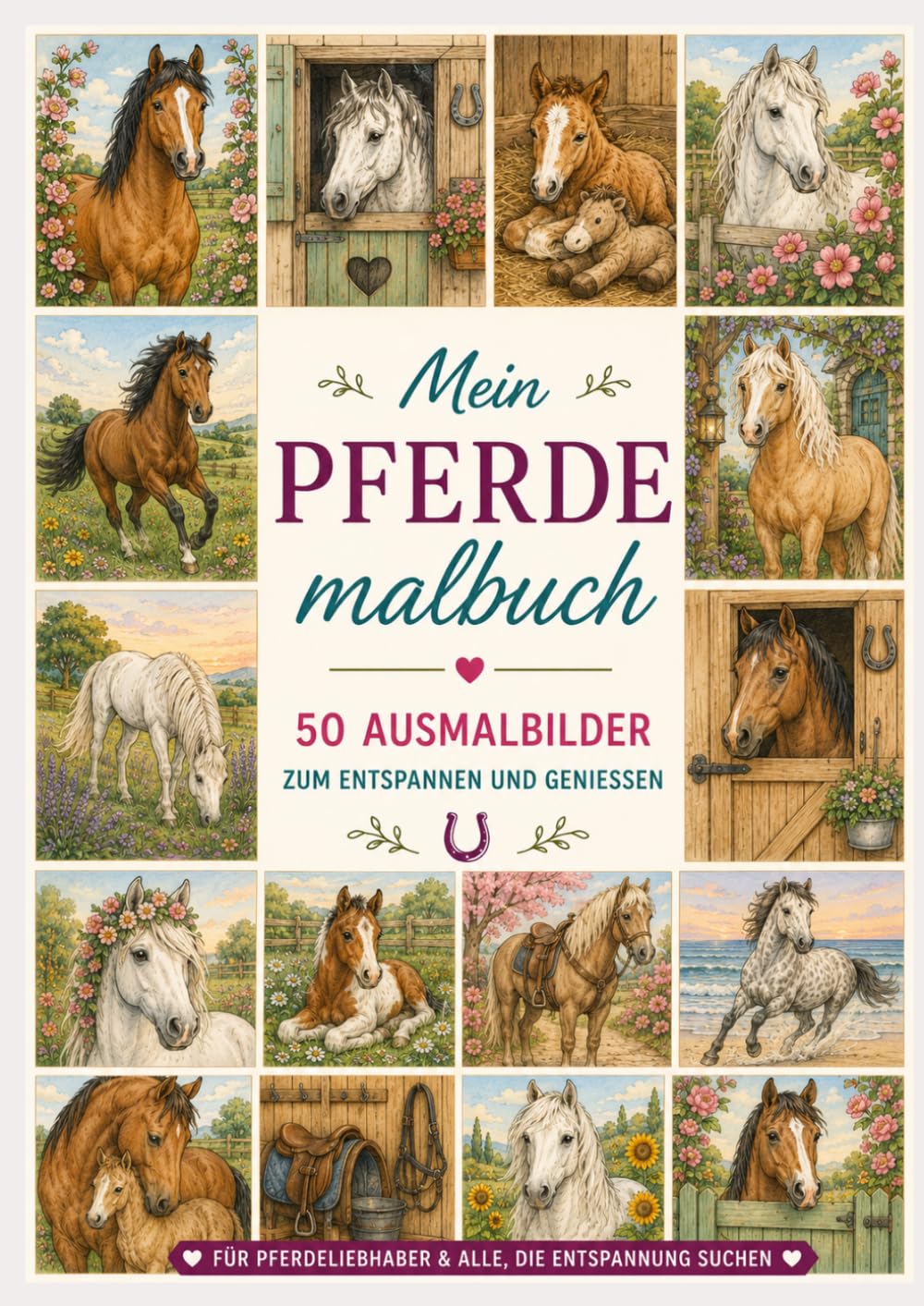 Mein Pferdemalbuch: 50 Ausmalbilder zum Entspannen und Genießen (Meine Tiermalbücher)