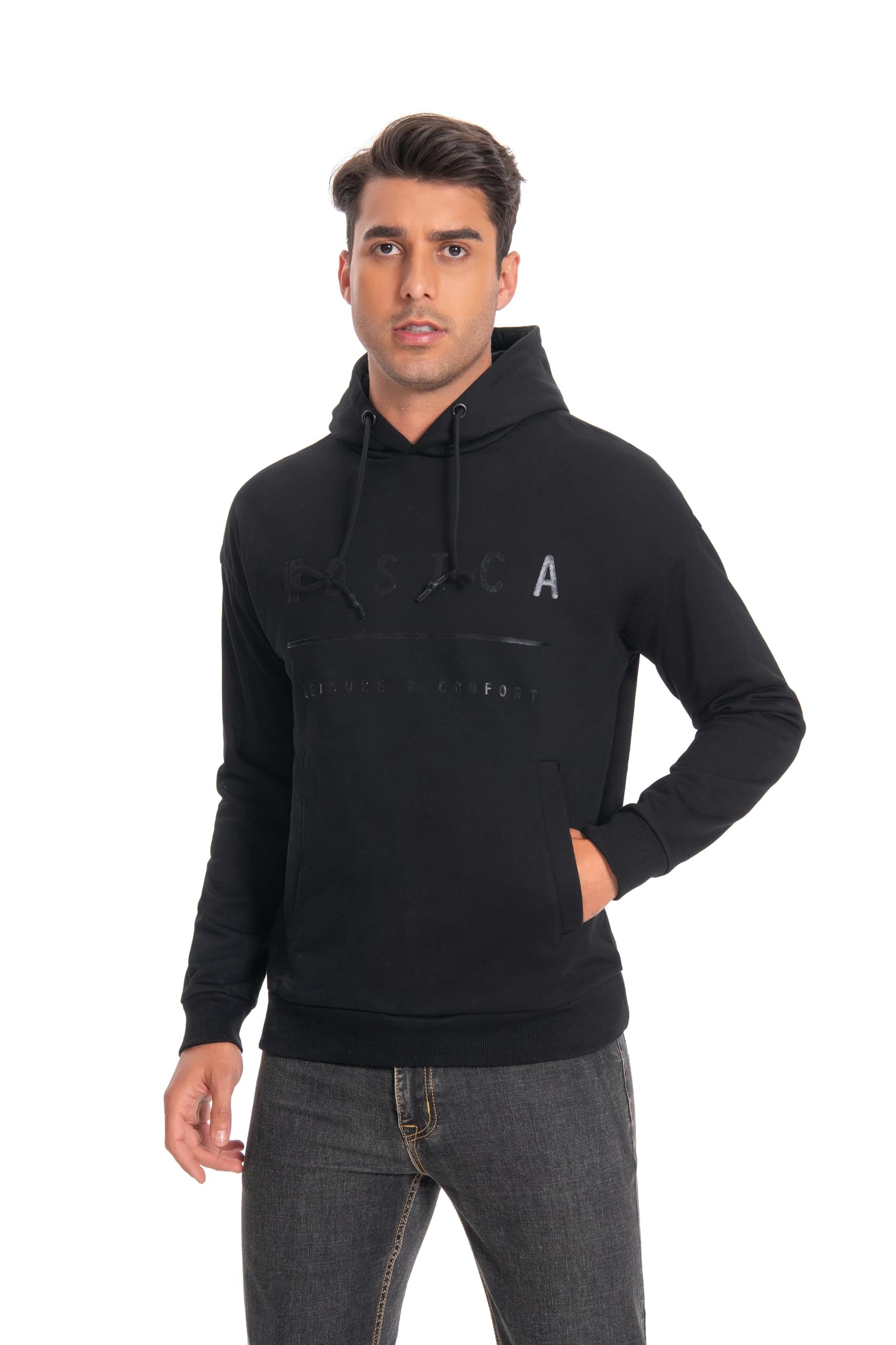 Men‘s 100% Cotton Hoodie (Black L)