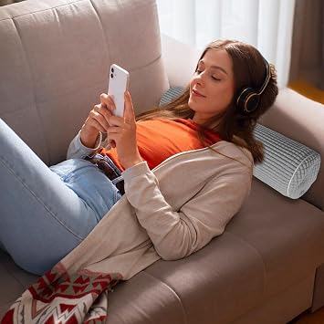 2Pcs Neck Roll Pillow for Sleeping - Cylinder Cervical Foam Core With Plush Washable Cover - Multi-Functional Round Bolster for Home, Office, Travel, Yoga Support