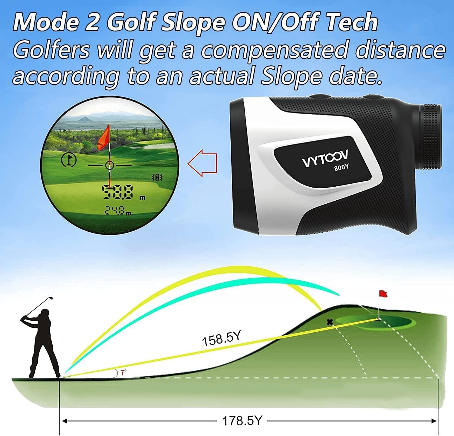 Golf Rangefinder with Slope 1000 Yards 6X Rangefinder Golfing with