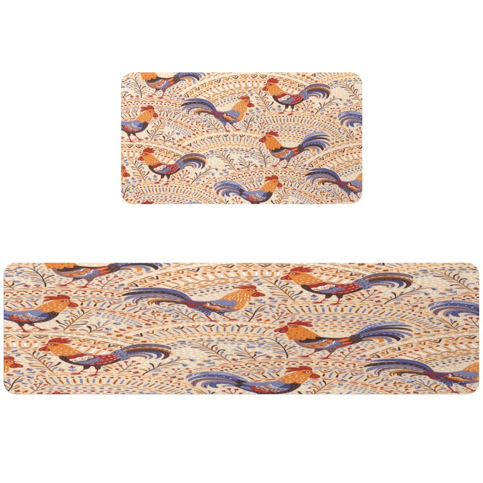 Alfombrillas de cocina lavables VAPOKF diseño floral beige