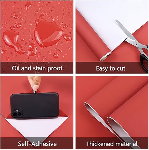 Miniatura 20 de Papel tapiz autoadhesivo de color verde azulado de 15.7 x 118 pulgadas, papel de contacto de color sólido, moderno, extraíble, autoadhesivo