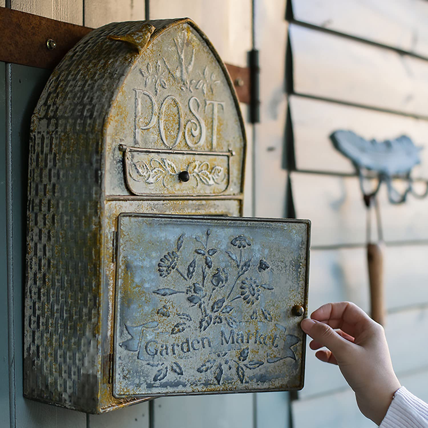 Vintage Mailbox With Hooks - Decorative Iron Letter Box For Home Or Office