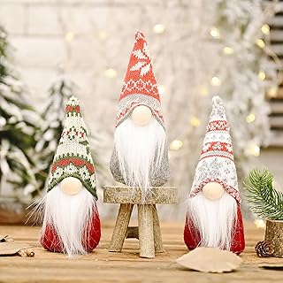 Cytecedx Lot de 3 Lutins de Noël - Père Noël GNOME - Petites Figurines - Nain Scandinave - Fabriquées à la Main - Pour Décoration Intérieure