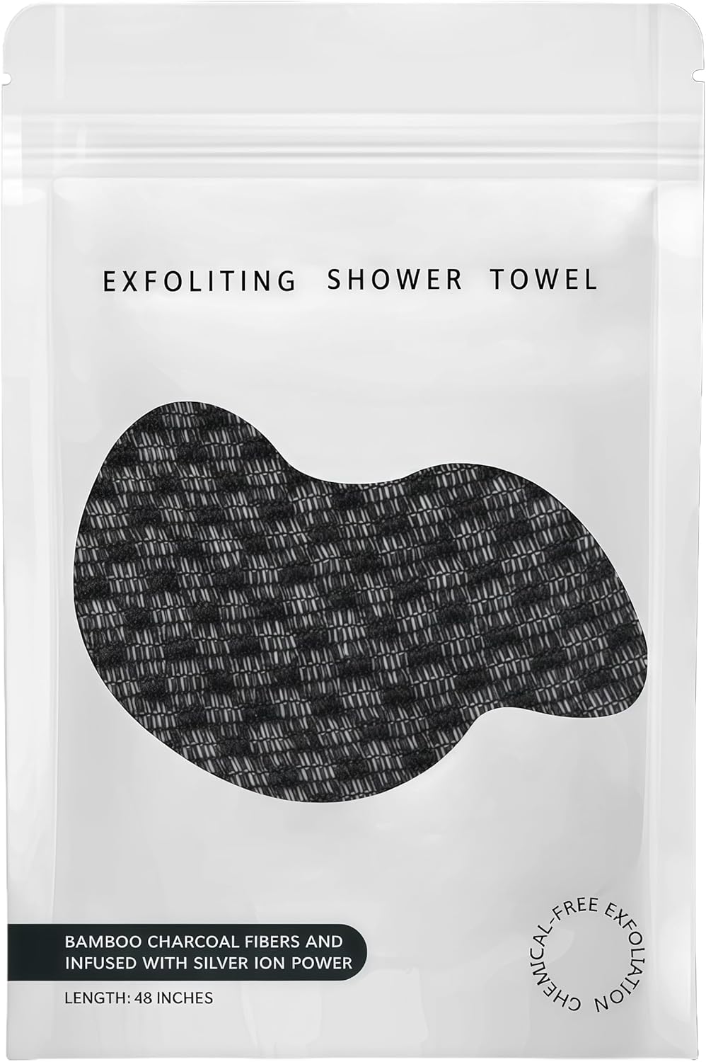 BLISALI Exfoliating Shower Towel 48",Premium Scrub Wash Cloth for Body Face, Exfoliating Washcloth for Men and Woman (Black1)
