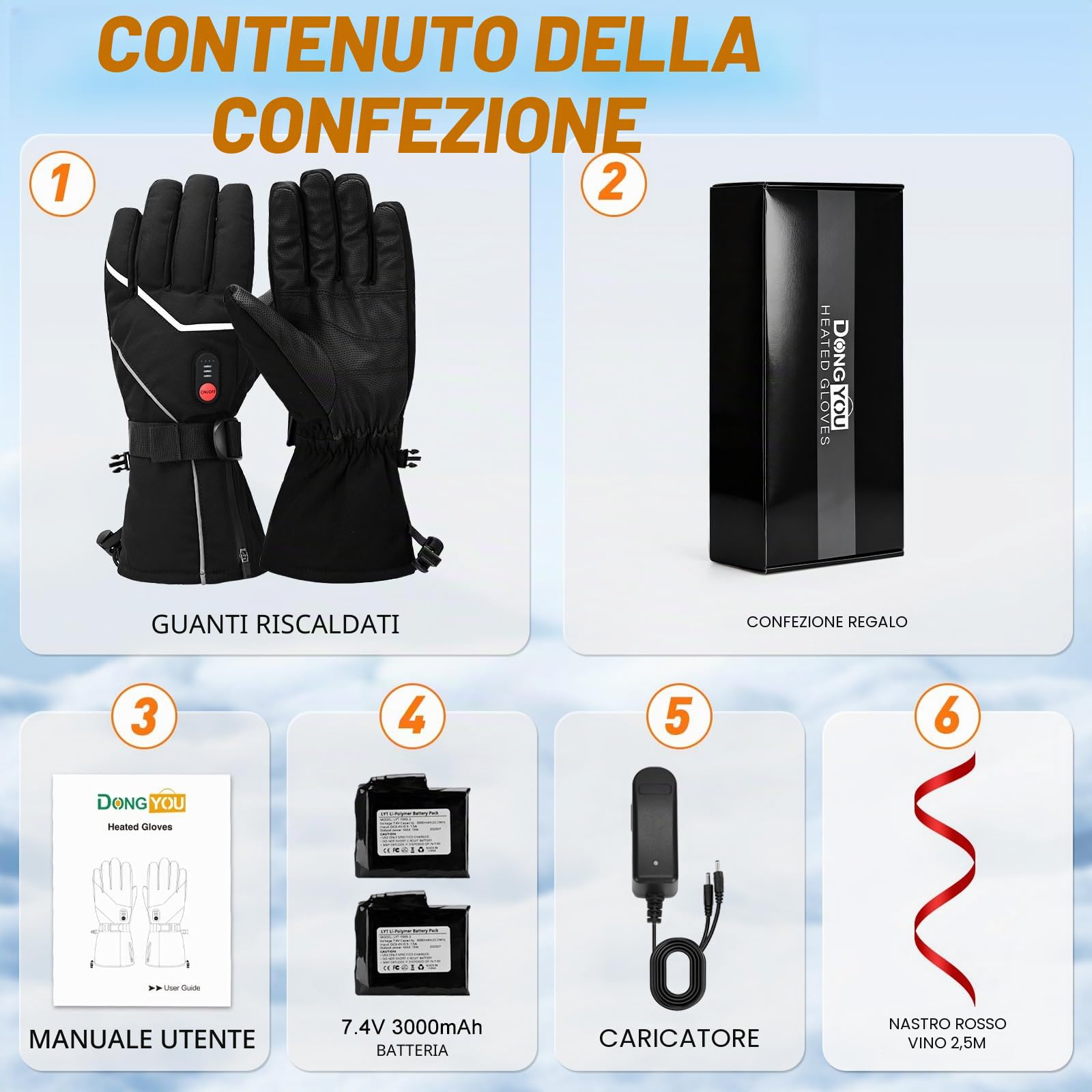 Guanti riscaldati 3 impostazioni di temperatura per uomo donna, guanti da lavoro riscaldati ricaricabili elettrici impermeabili e lavabili touchscreen riscaldati guanto per sci e motociclismo