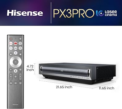 Hisense PX3-PRO Ultra Short Throw Triple Laser Projector, 4K UHD, 80 150, 3,000 Lumens, 3000:1 Contrast, Dolby Vision & Atmos, IMAX Enhanced, 240 High Refresh Rate, Google TV, Designed for Xbox