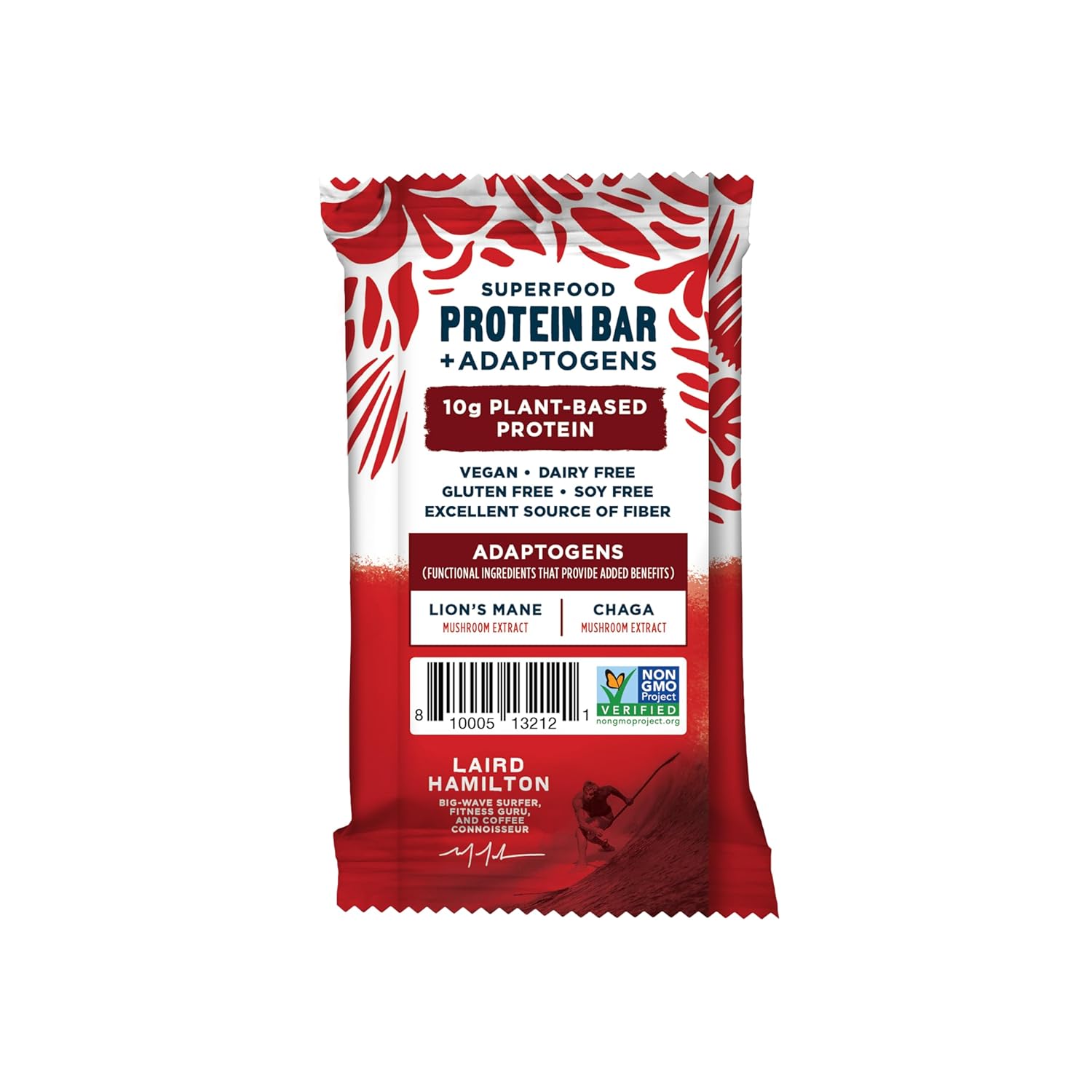 Laird Superfood Functional Protein Bars – Protein Bar but Better with Real Ingredients, Functional Mushrooms 10g Plant-Based Protein, 6g Fiber - Non-GMO - Peanut Butter Chocolate Chip, 10 Count (Pack of 1)