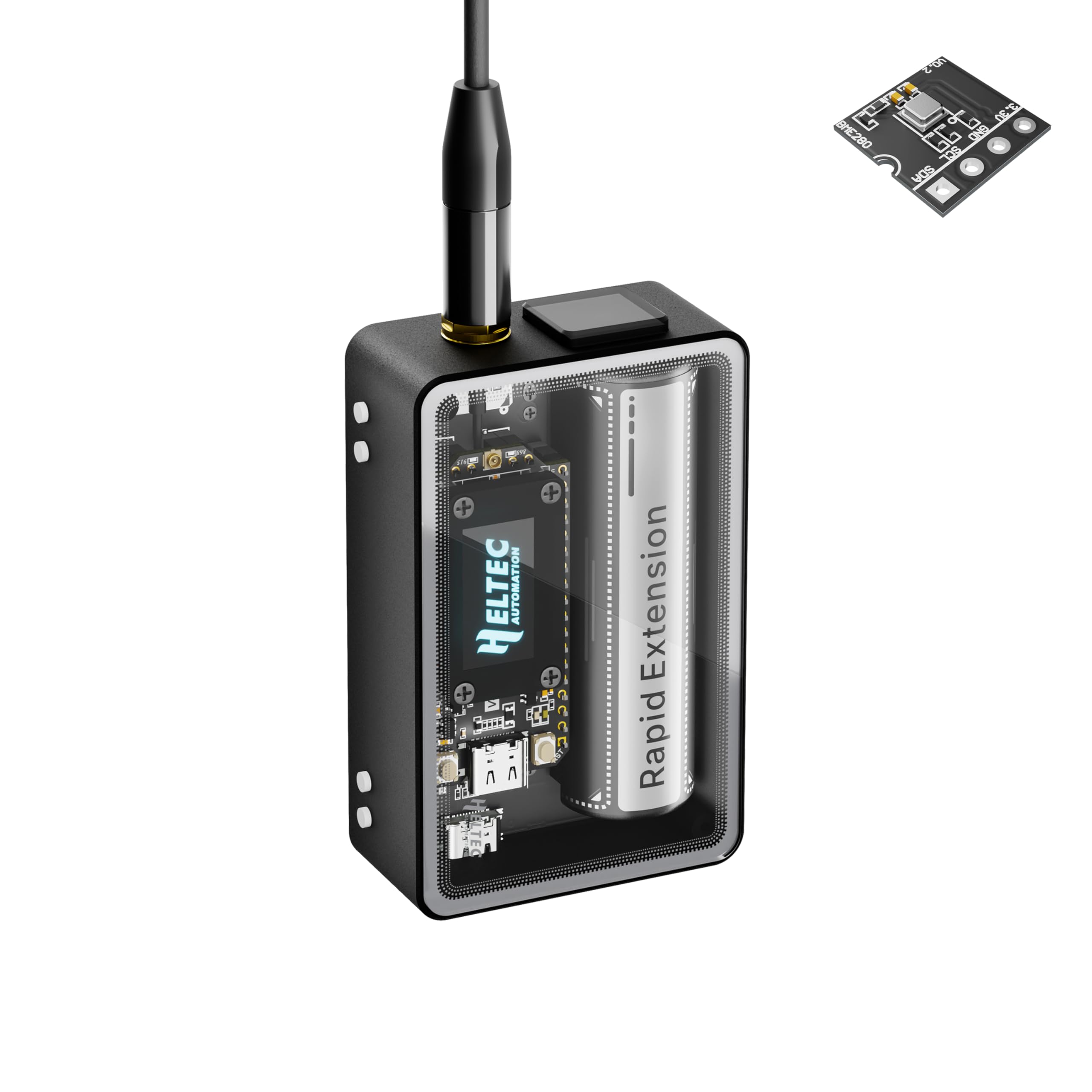 Heltec ESP32 LoRa V4 Dev Board - Kit de sensor de vidrio templado | Con BME280, ESP32-S3, SX1262 LoRa todo en uno, ambiental, kit de monitoreo, para Meshtastic Node IoT Wireless
