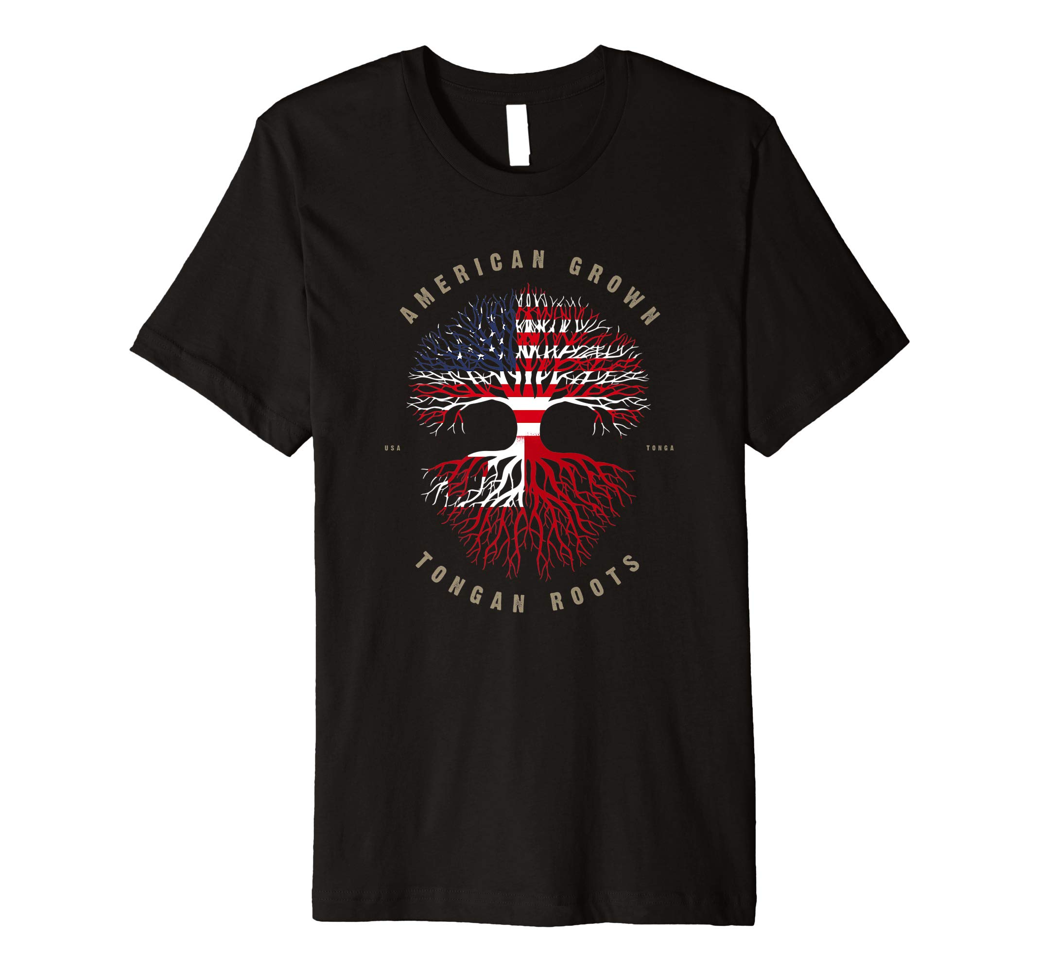 Tonga Roots Heritage ShirtsAmerican Grown Tongan Roots Tonga Flag Premium T-Shirt