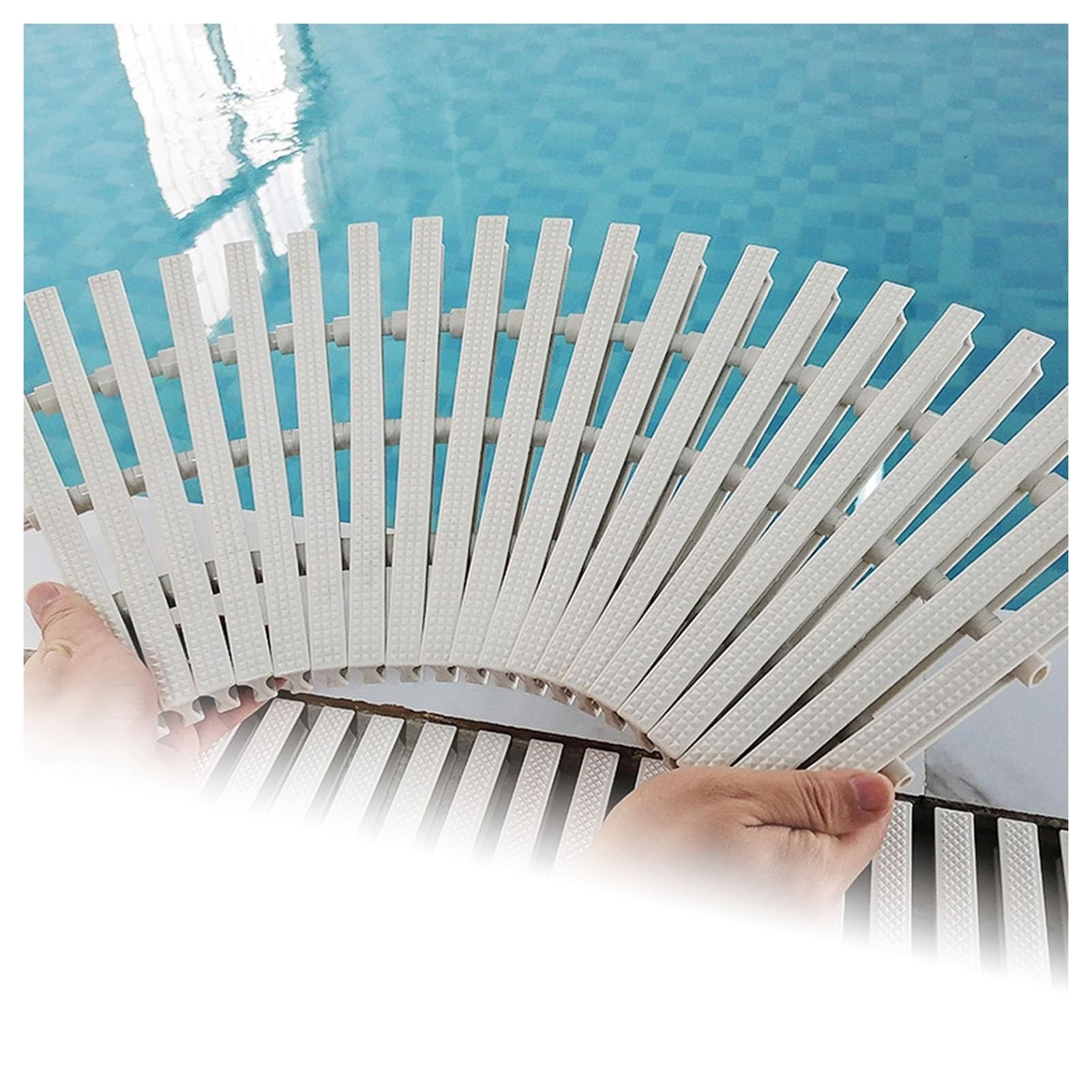 WXPGFEQ Swimming Pool Grates,Durable PVC Swimming Pool Drain Grate - 8-Piece Overflow Grating Set, 20x100CM for Indoor/Outdoor Water Drainage, Splicable Bathroom Gutter Mat