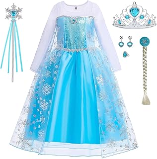 iTVTi Little Girls Princess Costume Blue Cosplay Dress up for Halloween Party with Accessories, Blue, 2-3 Years (Label 100)