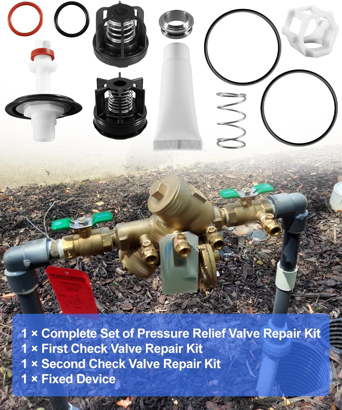 3/4 Inch Backflow Preventer Repair Kit Pressure Vacuum Valve Set | Pressure Valve Repair Kit with Check Valves, Seals for 3/4 Inch Backflow Preventer Valve Leak Repair