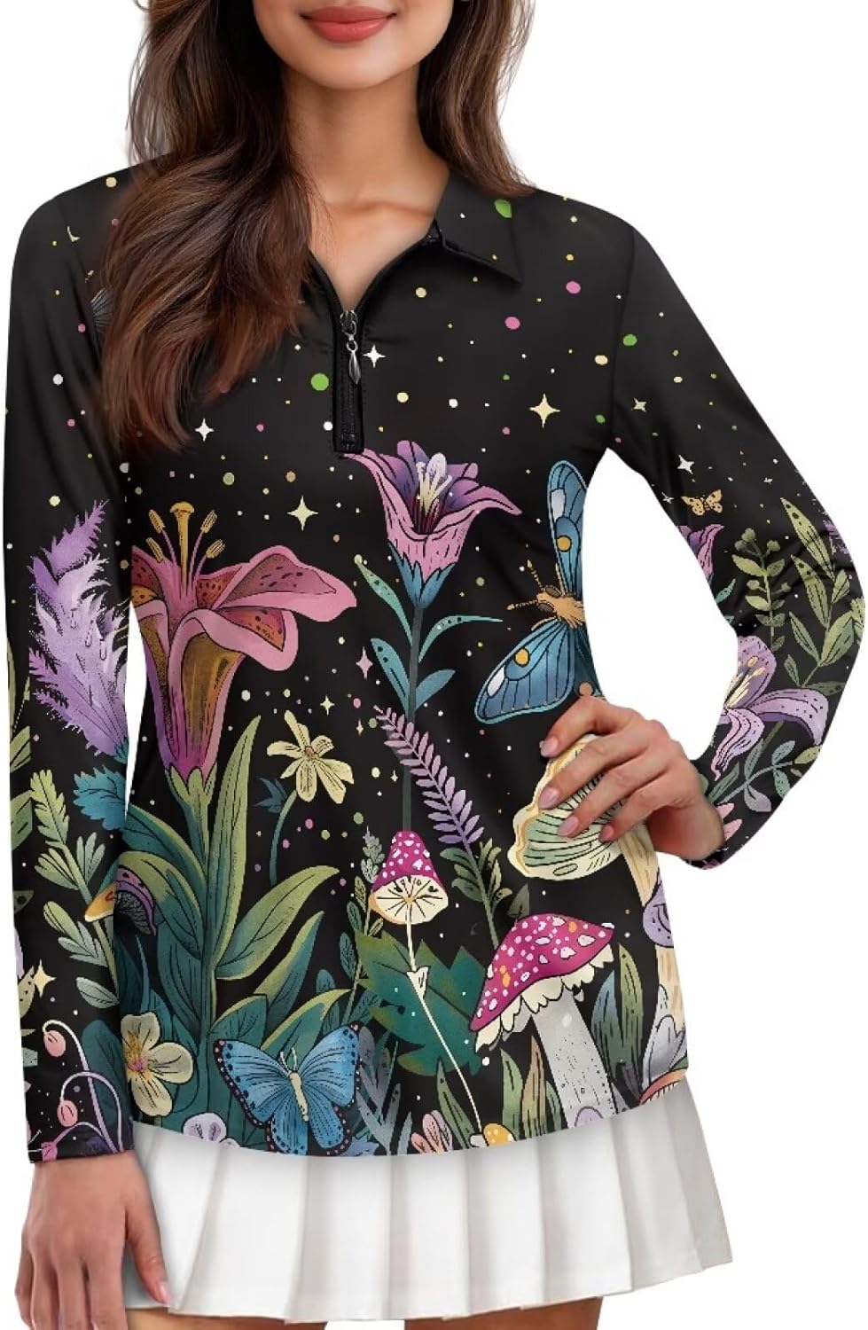 Women's Athletic Shirts Long Sleeve 1/4 Zip Golf Shirts Plus Size Golf Shirt
