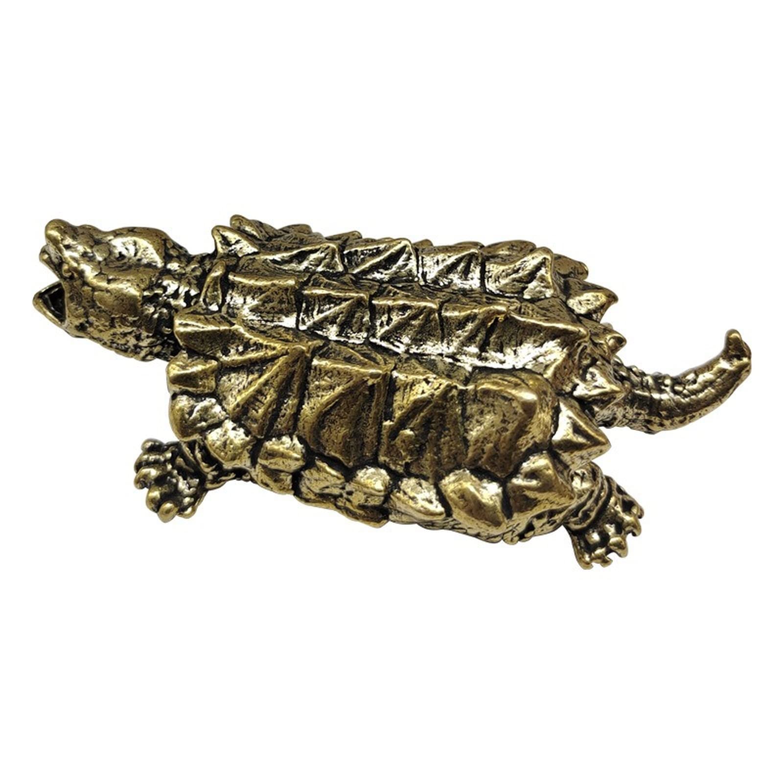 NGDFGR Handmade Brass Snapping Turtle Figurine, Bronze Feng Shui Turtle Statue Sculpture Study Entrance Decor Craft Collection Ornament