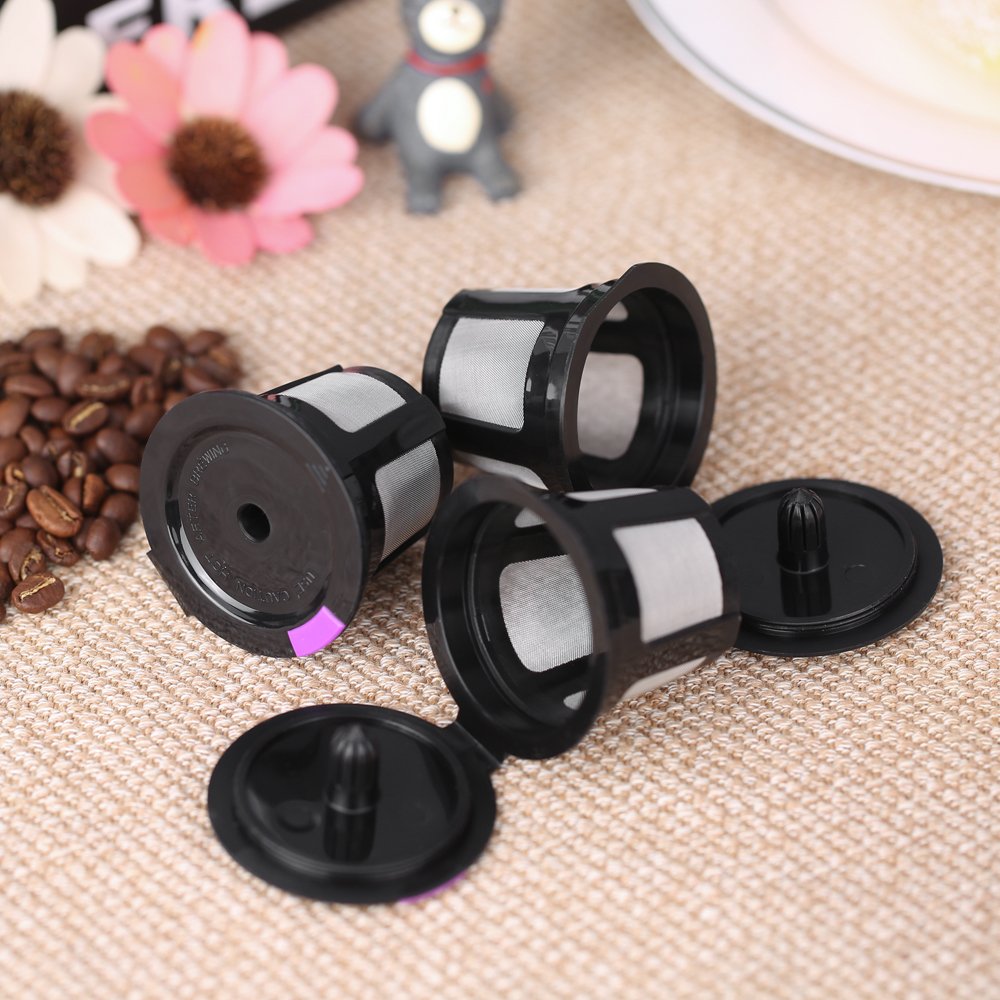 Honeytecs 3pcs/Set Reusable Coffee Capsule for Keurig 2.0 & 1.0 Brewers Refillable Coffee Filters