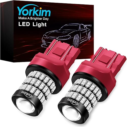 Yorkim Bombilla LED ultra brillante 7440 roja T20 7441 7443 7444 W21W para luz de marcha atrás de respaldo, luz de ruptura, luz trasera, luz de