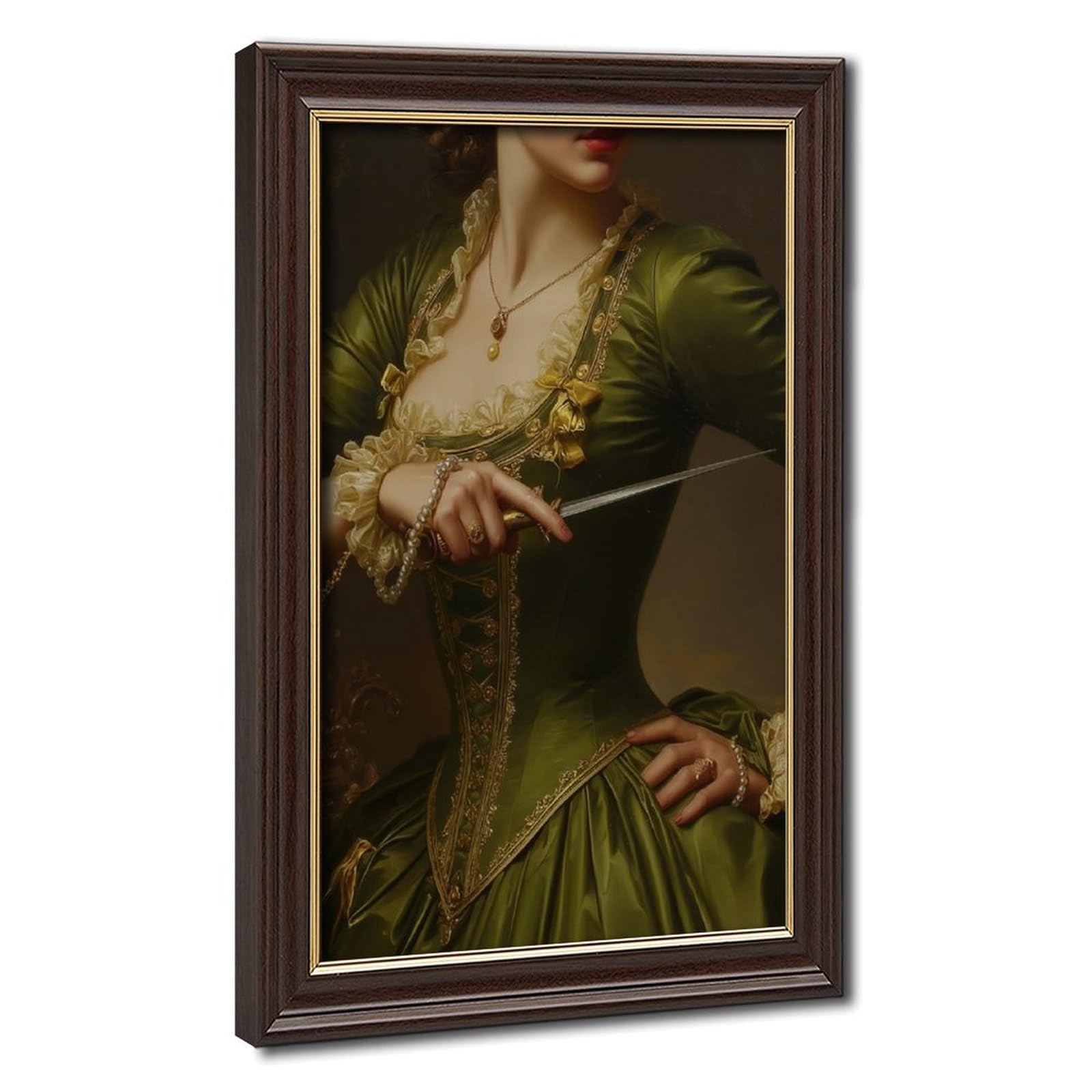 Bareronor Turquoise Woman In Green Canvas Poster Bedroom Decor Landscape Office Room Decor Gift 24" L X 36" W
