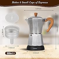Vista 2 de Cafeteras Eléctricas Modernas, Cafetera de Espresso Portátil de 6 Tazas, Cafetera Moka de 300ml con Base Desmontable y Protección contra plateado