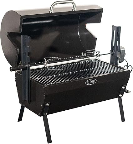 charcoal bbq with rotisserie and smoker