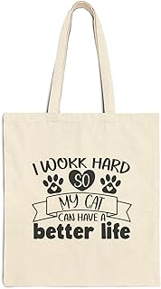 شنطة يد كبيرة توت - شنطة قماشية بسوستة لمحبي القطط - لون بيج - 715