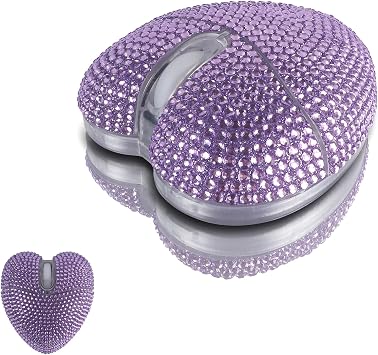 elec Space Stylish Heart-Shaped Wireless Bluetooth Mouse Rechargeable, Silent, RGB Light and Perfect for Laptop & PC Purple