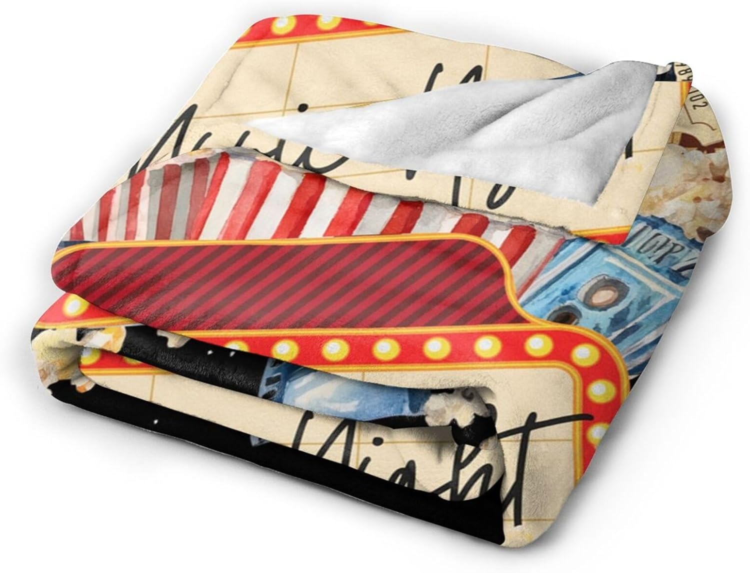 Movie Blanket Popcorn Gifts for Girls Boys Movie Theater Throw Blankets Cozy Plush Fleece Decor Flannel Fuzzy for Women Men 50"X40" - Image 3