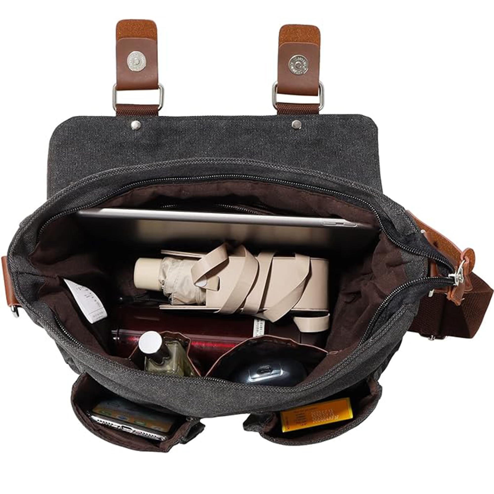 Bolsa de Mensajero, Bolso de Hombro de Lona, Bolso Multibolsillos con Bandolera Ajustable, Bolso de Mensajero Adulto Unisex del Maletín del Bolso para el Trabajo, la Escuela