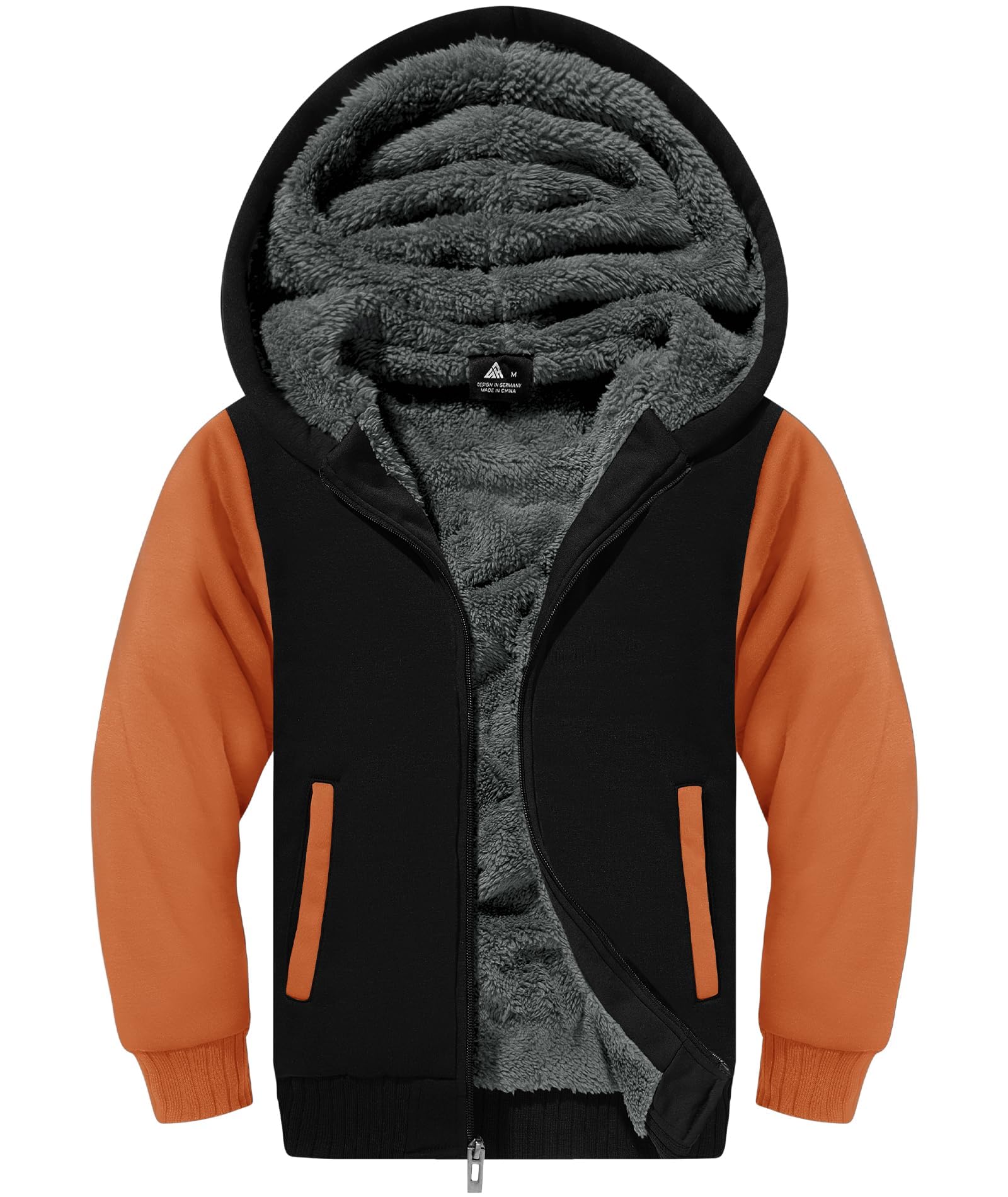 ZITY Boys Zip Up Hoodie Fleece Jacket Kids Sherpa Lined Sweatshirts Outerwear Unisex Warm Winter Coat 6-15 Years Old