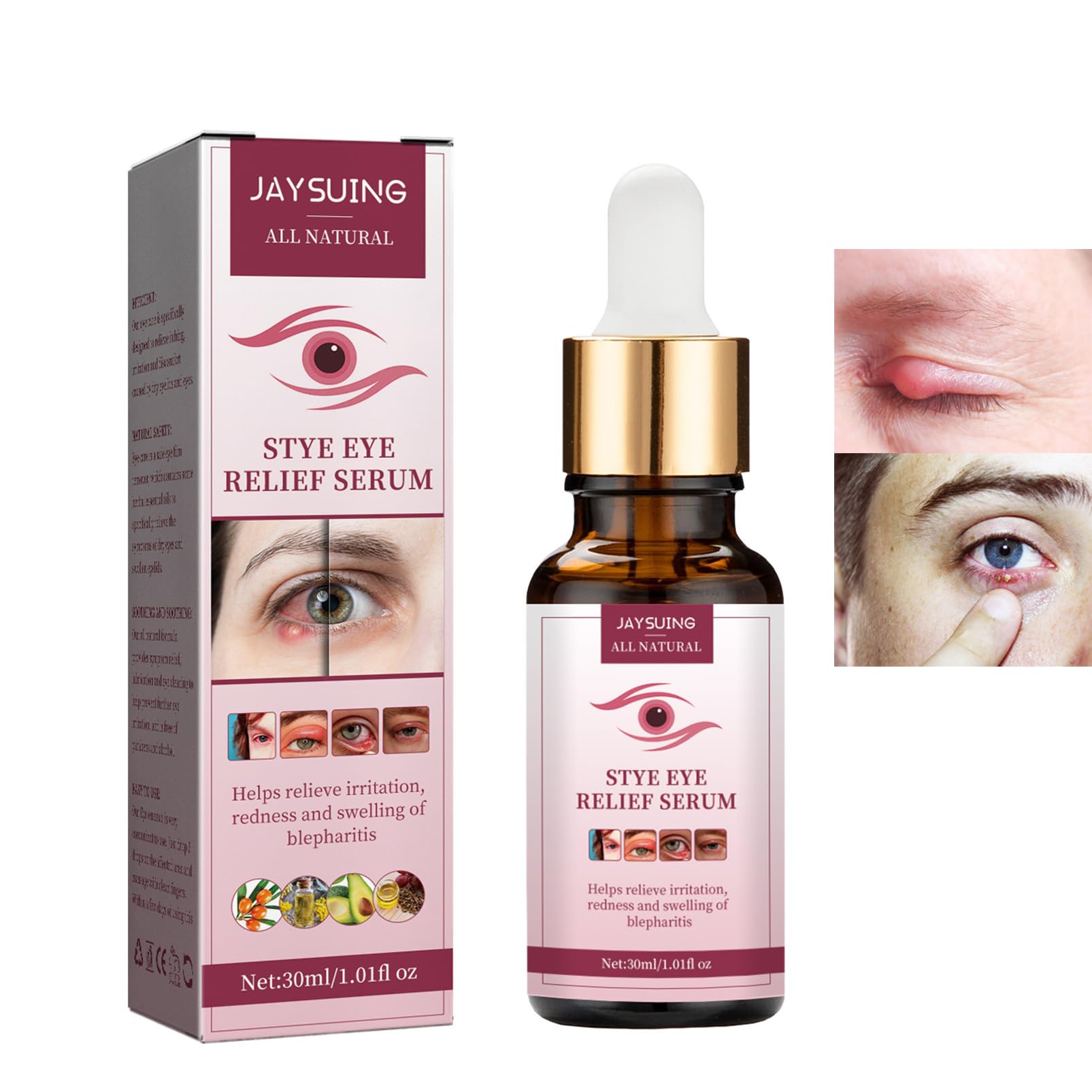Stye EyeTreatment,MyceliaBlepharitis,RelievePuffinessSerum,Eye Drops for Infected Eyes for StyesChalazion&Blepharitis,Daily Cleanser For Dry Eye Relief 30ml