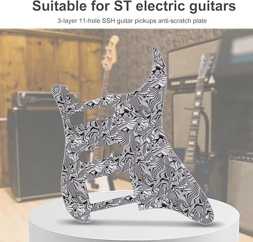 Miniatura 111 de SAPHUE TL Pickguard - Agujero de recogida de bobina individual de 3 capas, agujero de 8 tornillos, placa de rascar para guitarras eléctricas