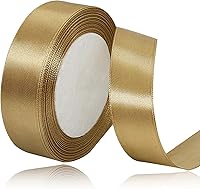 Vista 30 de Cinta de satén dorada de 3/4 pulgadas x 25 yardas, cinta de tela de color sólido para envolver regalos, manualidades, fabricación de lazos