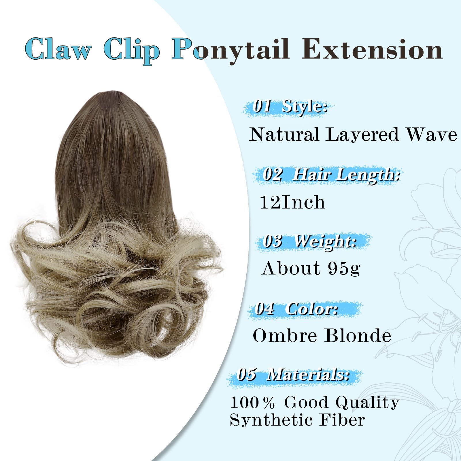 Amazon.com : NAYOO Claw Clip Ponytail Extension Ombre Blonde  display picture 1