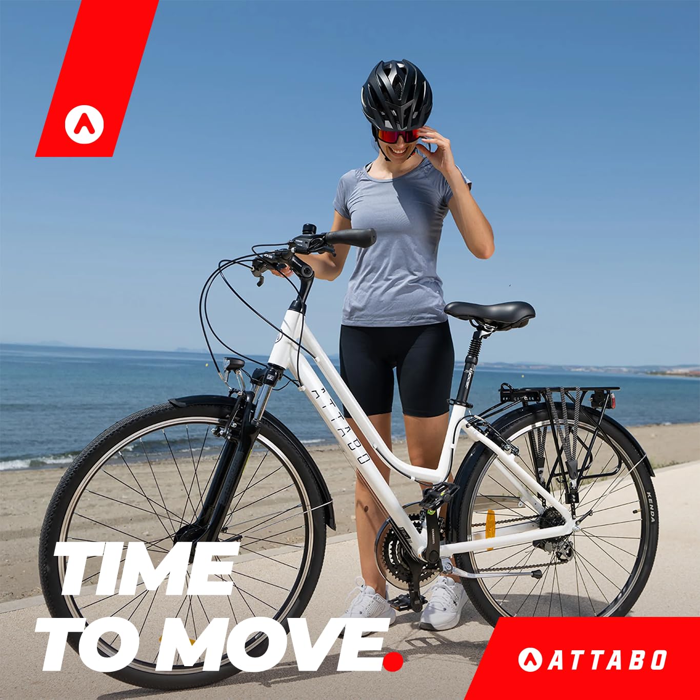 ATTABO Trekking Fahrrad Damen 17-19 Zoll Rahmen 28 Zoll Räder V-Brake Bremsen Ergonomischer Lenker