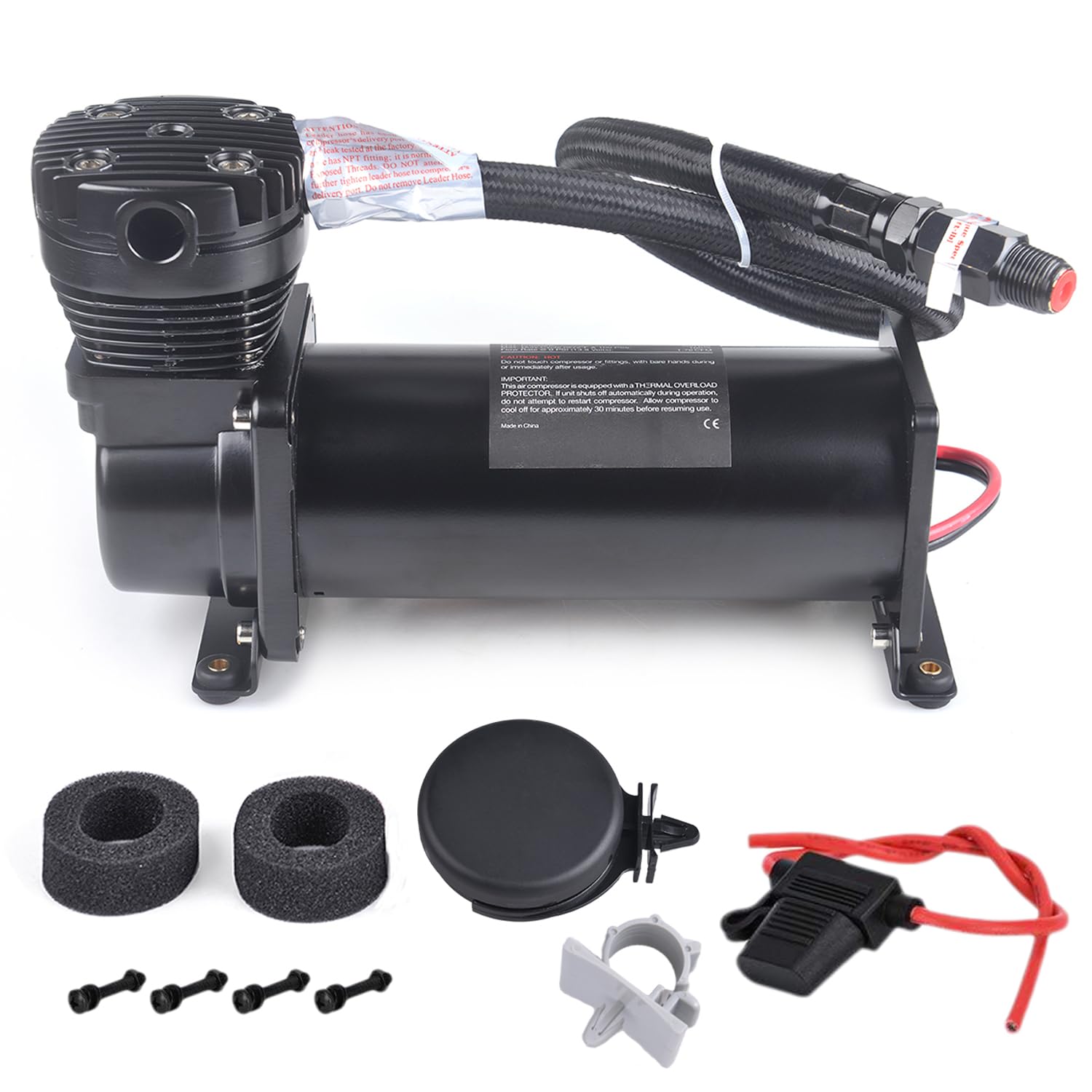 200PSI 3/8 NPT Heavy Duty Air Train Horn/Air Ride Suspension Compressor 12V Black