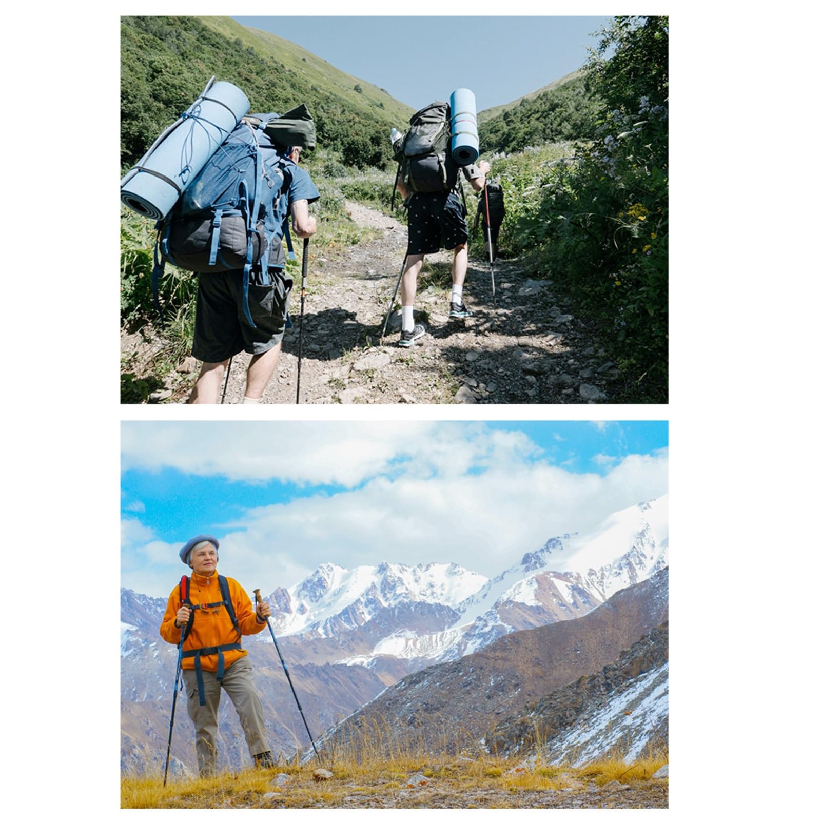 1 Paar Trekkingstöcke, leichte, verstellbare Aluminium-Wanderstöcke, für Outdoor-Aktivitäten und Bergsteigen