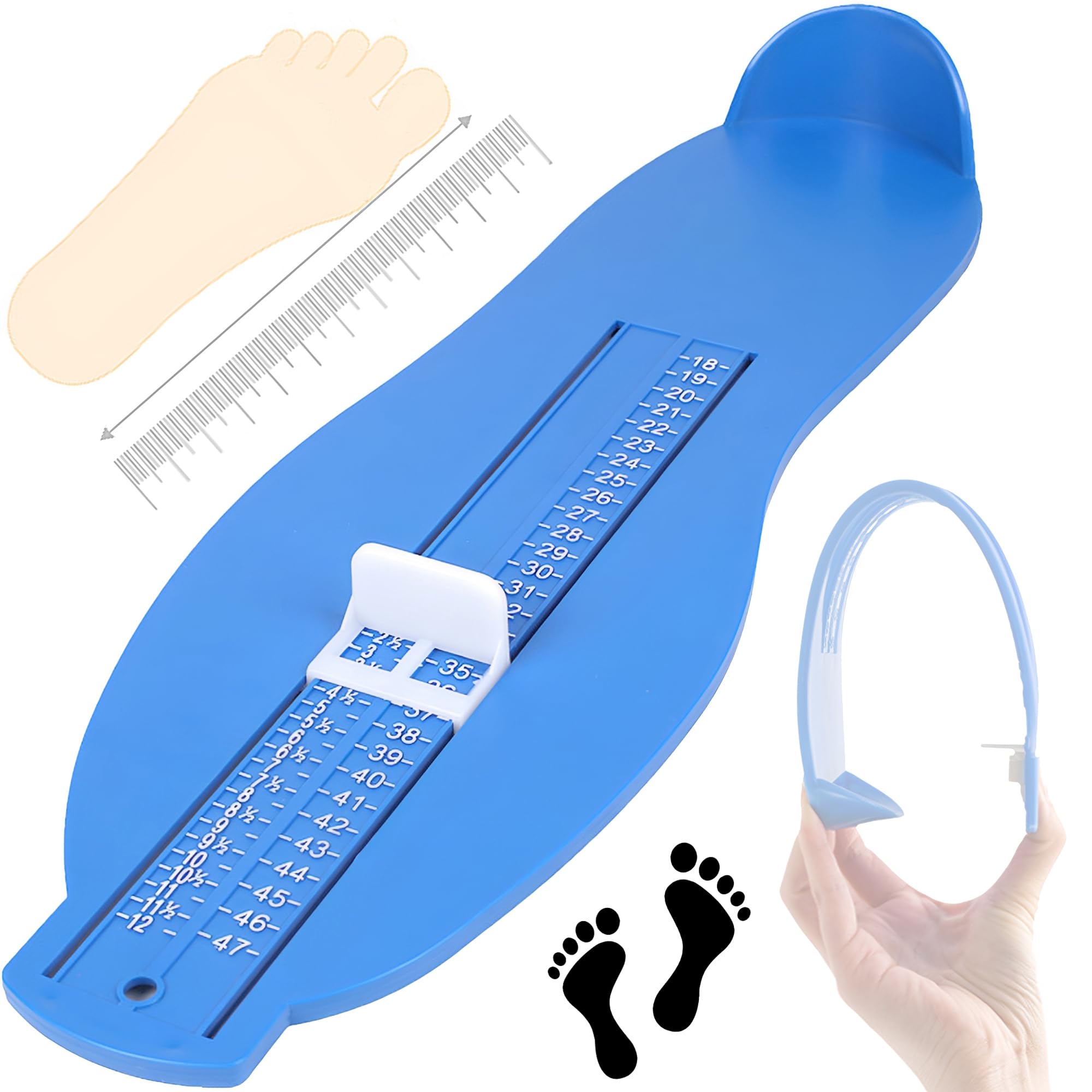 JIAMIAN Fuß Messgerät, Professionelle Fuß Messgerät, Schuhgröße Messgerät, Schuhmessgerät Kinder, UK und Europäische Größe Universal Messgerät, Geeignet für Kinder und Erwachsene (Blau) DUAL SYSTEM M
