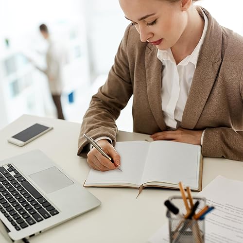 Miniatura 3 de ECOTREE Cuaderno de rayas universitarias, cuaderno rayado de cuero reciclado para escribir, viajes, diario, trabajo, oficina, suministros escolares,